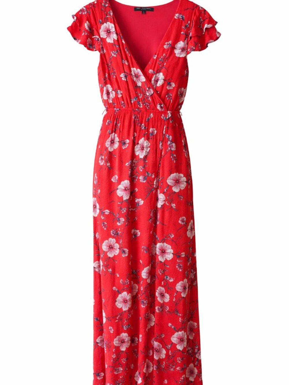 Red Floral Wrap Maxi Dress Flutter Sleeve V Neck Boho Summer Dress | Resort Wear